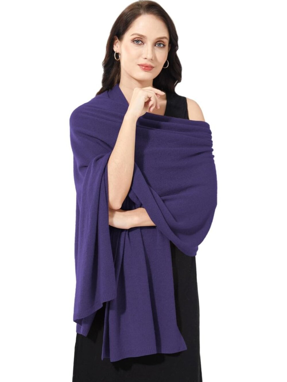 〽️Women's Cashmere Shawl Dark Purple Wedding Classic Winter Shoulder Wrap 87"x28